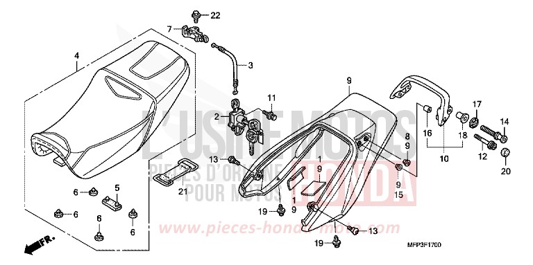 SIEGE/CAPOT ARRIERE for CB1300 Super Bold'or PEARL SUNBEAM WHITE (NHA66KF) from 2009